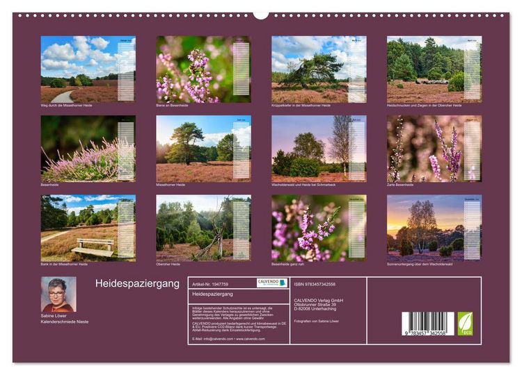 Produktbild: Heidespaziergang (hochwertiger Premium Wandkalender 2026 DIN A2 quer), Kunstdruck in Hochglanz