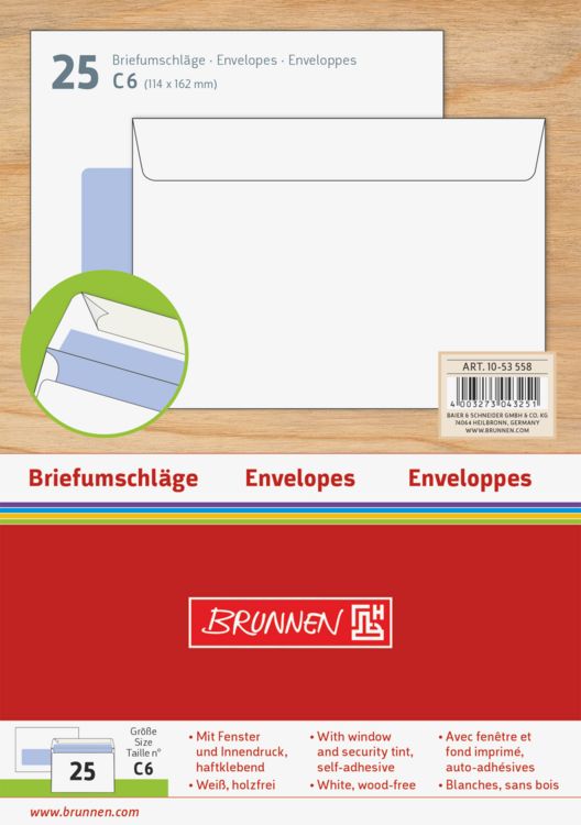 Produktbild: Brunnen Briefumschlag C6 Fenster HK ws