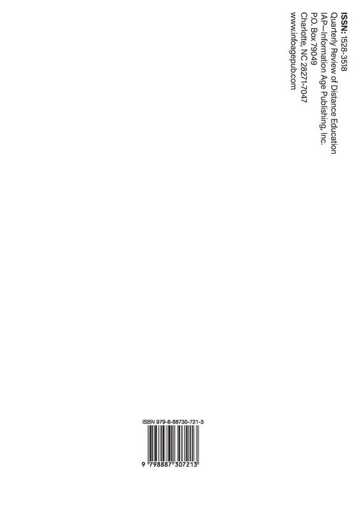 Produktbild: Quarterly Review of Distance Education Vol 25 Issue 1