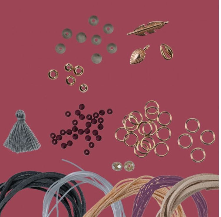 Produktbild: Boho-Schmuckset Love & Peace (Dunkelrot/Grau)