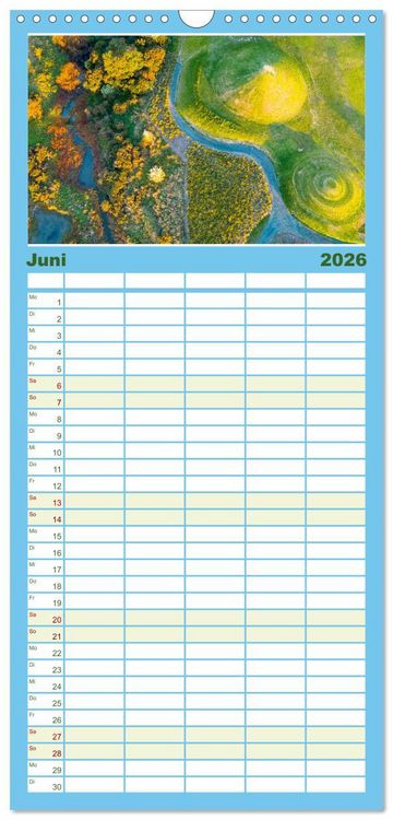 Produktbild: Familienplaner 2026 - Neuseeland Luftaufnahmen mit 5 Spalten (Wandkalender, 21 x 45 cm) CALVENDO