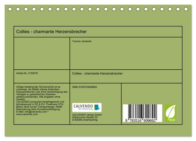 Produktbild: Collies - charmante Herzensbrecher (Tischkalender 2026 DIN A5 quer), CALVENDO Monatskalender