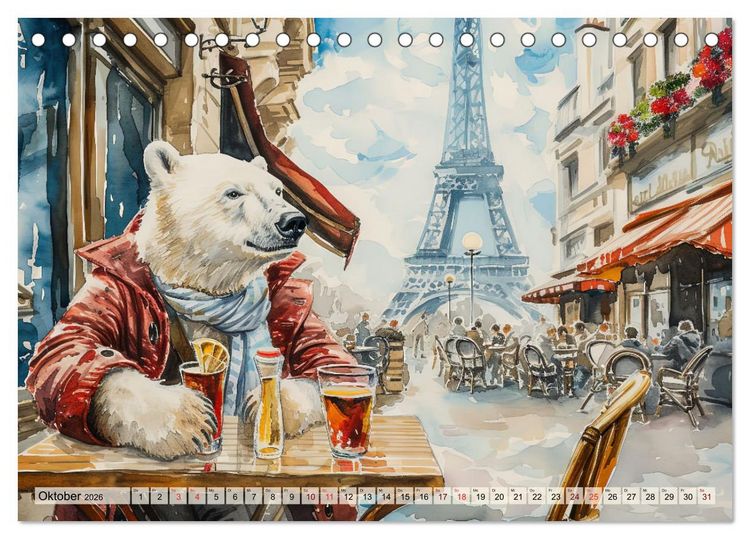 Produktbild: Eisb&auml;r Eik auf Europareise (Tischkalender 2026 DIN A5 quer), CALVENDO Monatskalender