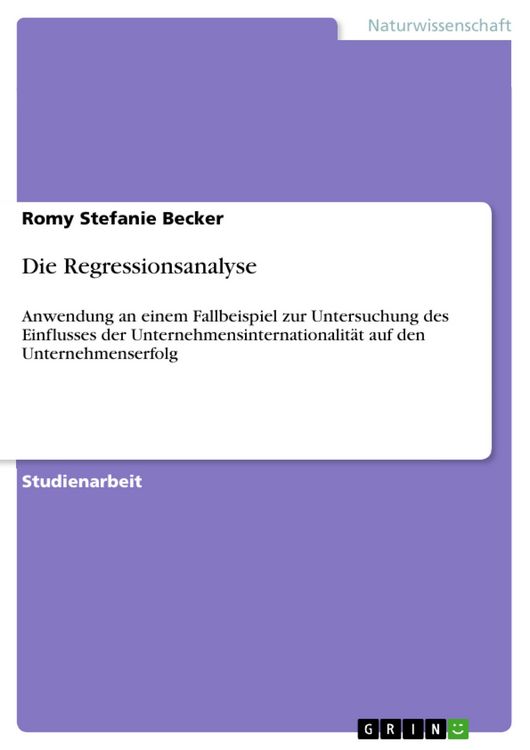 Produktbild: Die Regressionsanalyse
