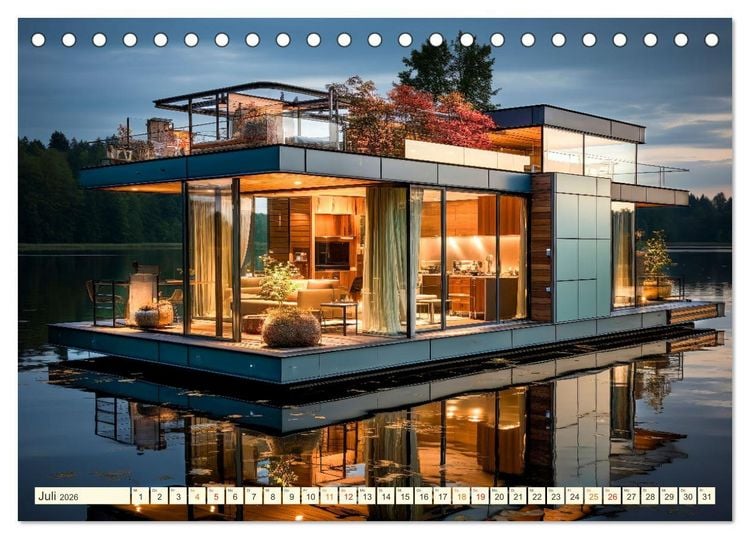Produktbild: Hausboote Wohn Fantasien (Tischkalender 2026 DIN A5 quer), CALVENDO Monatskalender