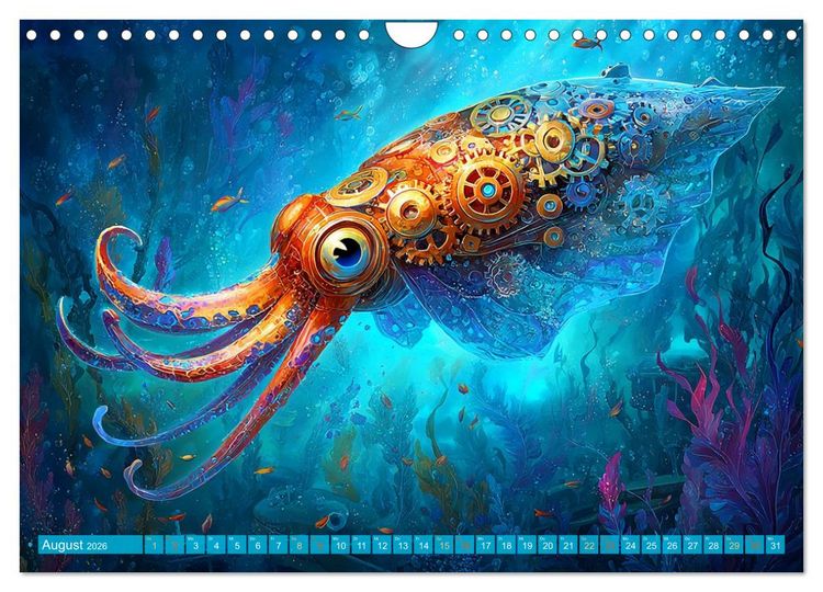 Produktbild: Aqua Mechanica &ndash; Steampunk unter dem Meer (Wandkalender 2026 DIN A4 quer), CALVENDO Monatskalender