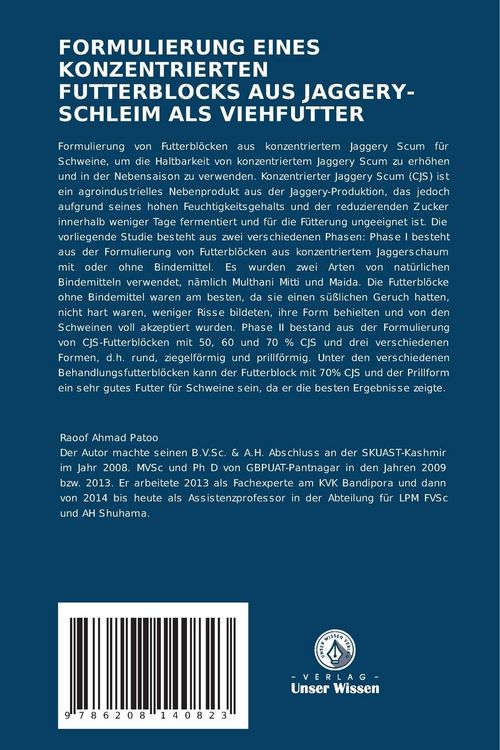 Produktbild: Formulierung Eines Konzentrierten Futterblocks Aus Jaggery-Schleim als Viehfutter