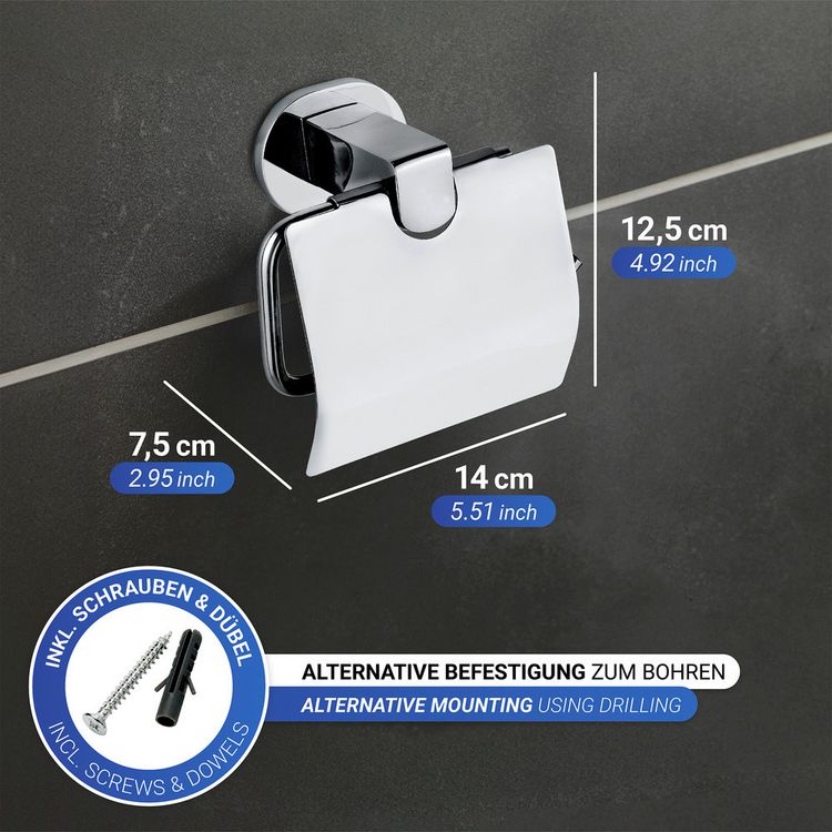 Produktbild: UV-Loc&reg; Toilettenpapierhalter mit Deckel Mod. Maribor, Befestigen ohne Bohren