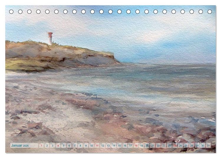 Produktbild: Heiligenhafen in Aquarell (Tischkalender 2026 DIN A5 quer), CALVENDO Monatskalender