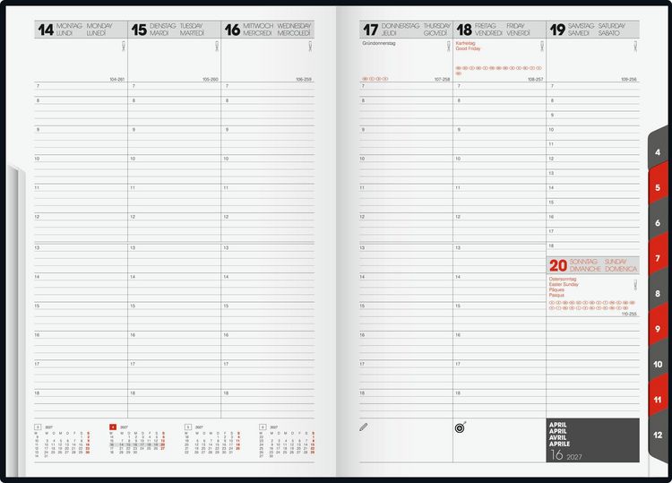 Produktbild: rido/id&eacute; 7023016307 Buchkalender Mod. studioplan int. 2027 168&times;240 mm, Kunstleder, blau