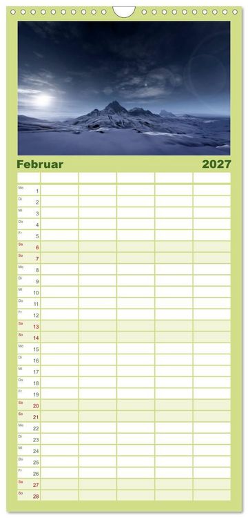 Produktbild: Familienplaner 2027 - Bezaubernde Landschaften mit 5 Spalten (Wandkalender, 21 x 45 cm) CALVENDO