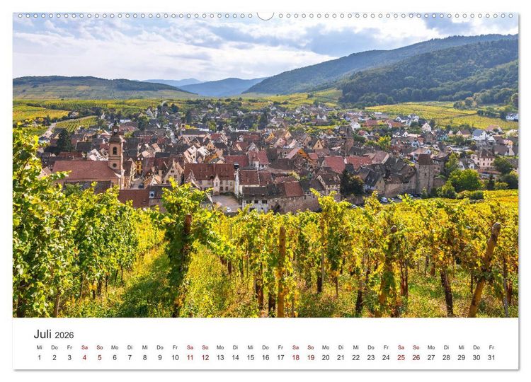 Produktbild: Els&auml;sser Weinstra&szlig;e, malerische D&ouml;rfer in idyllischer Landschaft (Wandkalender 2026 DIN A2 quer), CALVENDO Monatskalender