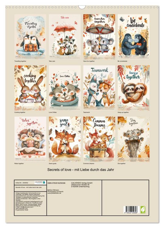 Produktbild: Secrets of love - mit Liebe durch das Jahr (Wandkalender 2026 DIN A2 hoch), CALVENDO Monatskalender