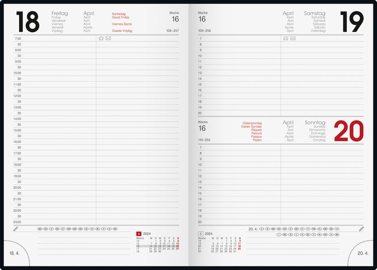 Produktbild: Brunnen Buchkalender A5 sw 1S/1T Miradur