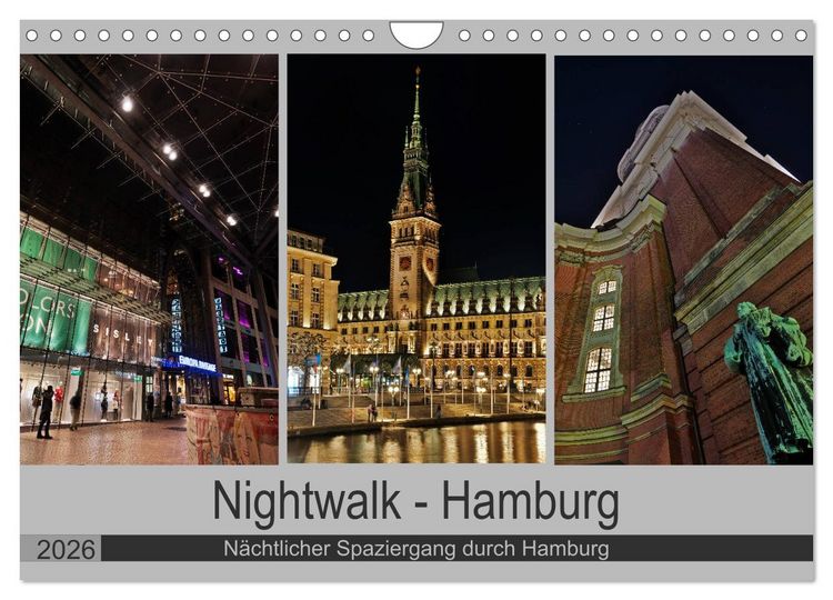 Produktbild: Nightwalk - Hamburg (Wandkalender 2026 DIN A4 quer), CALVENDO Monatskalender
