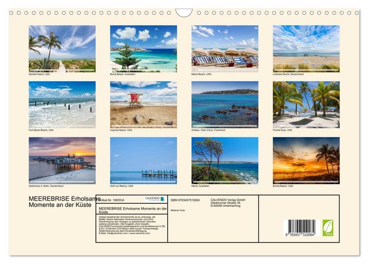 Produktbild: MEEREBRISE Erholsame Momente an der K&uuml;ste (Wandkalender 2026 DIN A3 quer), CALVENDO Monatskalender