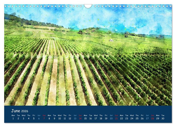 Produktbild: The Rhine valley - From Koblenz to Mainz in watercolours (Wall Calendar 2026 DIN A3 landscape), CALVENDO 12 Month Wall Calendar