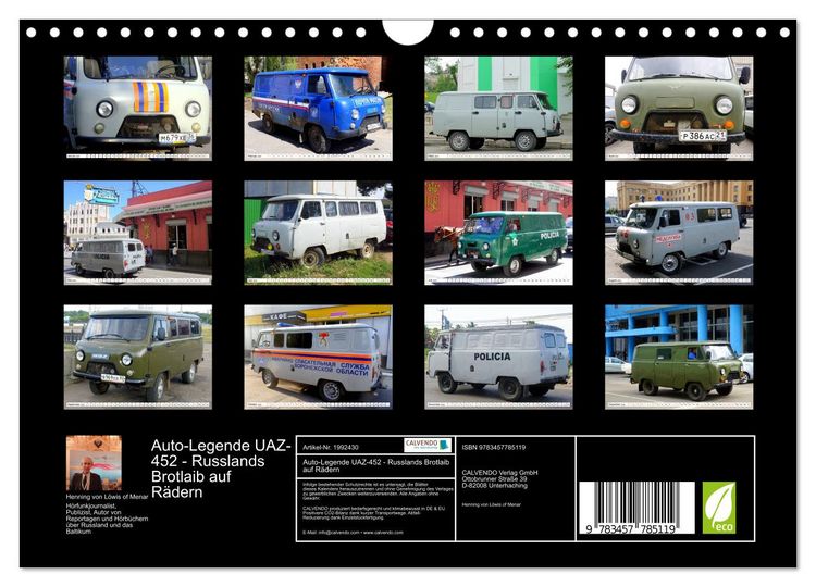 Produktbild: Auto-Legende UAZ-452 - Russlands Brotlaib auf R&auml;dern (Wandkalender 2026 DIN A4 quer), CALVENDO Monatskalender