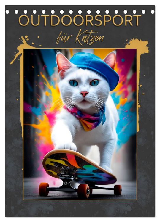 Produktbild: Outdoorsport f&uuml;r Katzen (Tischkalender 2026 DIN A5 hoch), CALVENDO Monatskalender