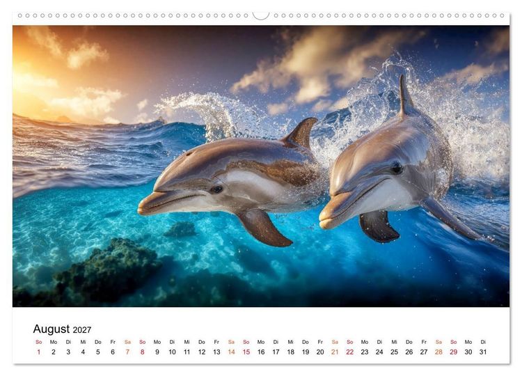 Produktbild: Delfine - ein Jahr voller Meer (hochwertiger Premium Wandkalender 2027 DIN A2 quer), Kunstdruck in Hochglanz