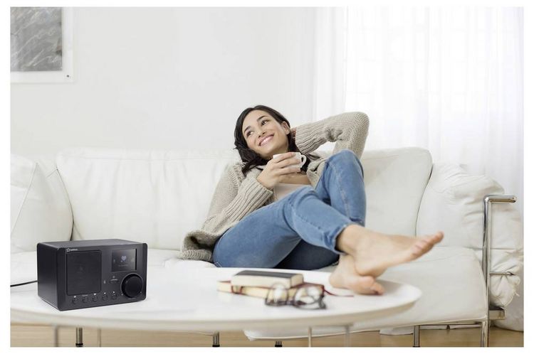Produktbild: Renkforce RF-IR-MONO2 Internet Tischradio Internet Bluetooth&reg;, Internetradio, DLNA Inkl. Fernbedienung, DLNA-f&auml;hig, Weckfunktion Black