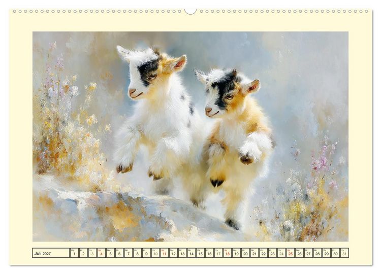 Produktbild: Zwergziegen. Kleine Wirbelwinde im Sonnenschein (hochwertiger Premium Wandkalender 2027 DIN A2 quer), Kunstdruck in Hochglanz