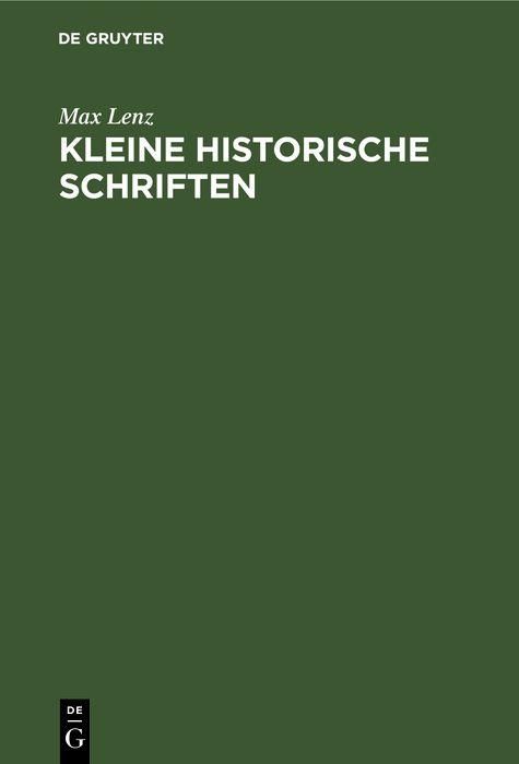 Produktbild: Kleine historische Schriften