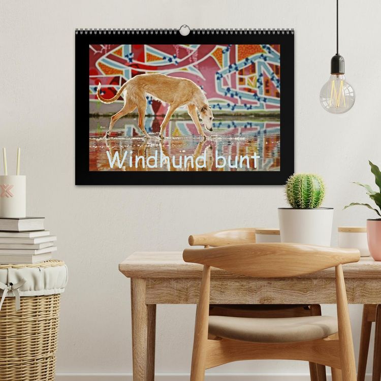 Produktbild: Windhund bunt (Wandkalender 2026 DIN A3 quer), CALVENDO Monatskalender
