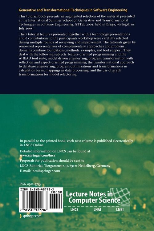 Produktbild: Generative and Transformational Techniques in Software Engineering