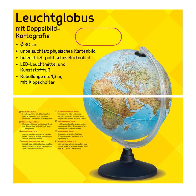 Produktbild: Idena Globus Leuchtglobus Erde mit 2 Kartenbildern &Oslash;30cm