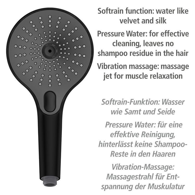 Produktbild: Duschkopf Mod. Ultimate Shower Schwarz/Grau, &Oslash; 13 cm