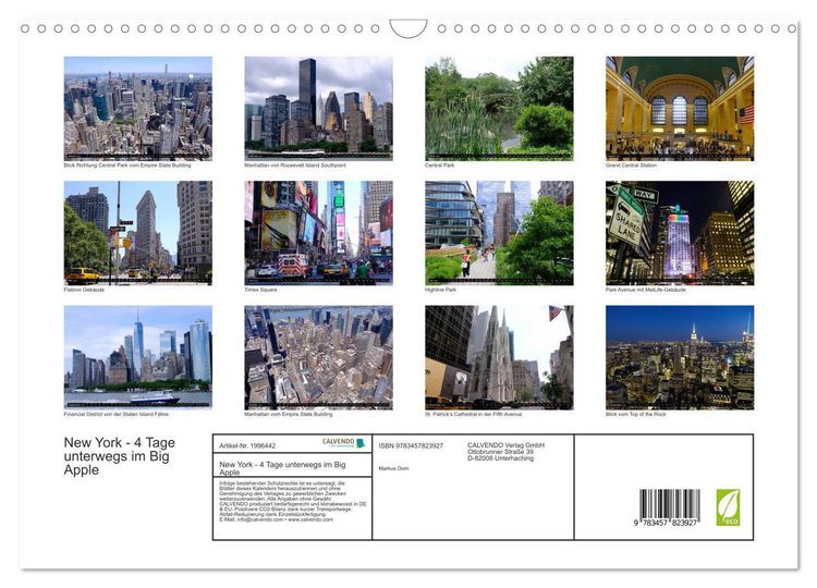 Produktbild: New York - 4 Tage unterwegs im Big Apple (Wandkalender 2026 DIN A3 quer), CALVENDO Monatskalender