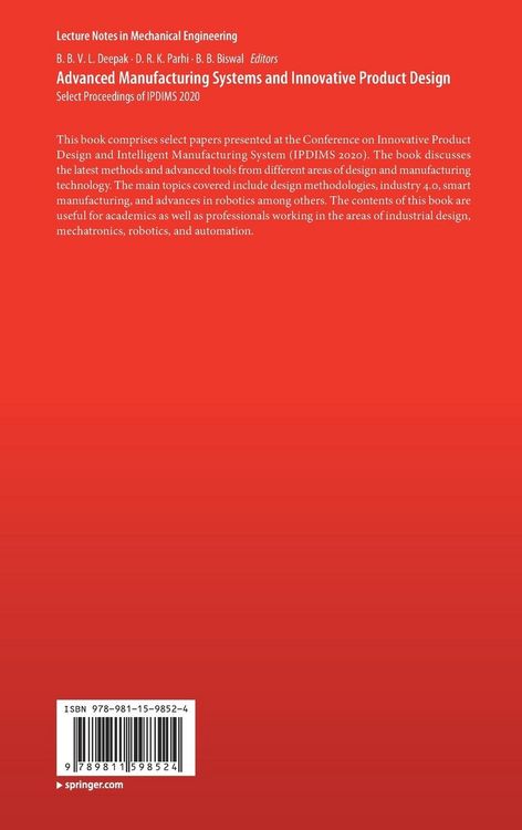 Produktbild: Advanced Manufacturing Systems and Innovative Product Design