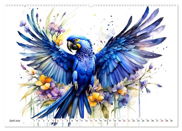 Produktbild: Papageien - Fliegende Edelsteine (hochwertiger Premium Wandkalender 2026 DIN A2 quer), Kunstdruck in Hochglanz