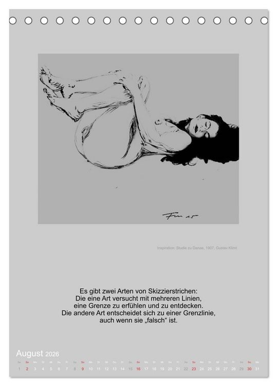 Produktbild: EROTISCHE BODYPAINTING ZITATE - HOMMAGE AN KLIMT, SCHIELE UND PICASSO (Tischkalender 2026 DIN A5 hoch), CALVENDO Monatskalender