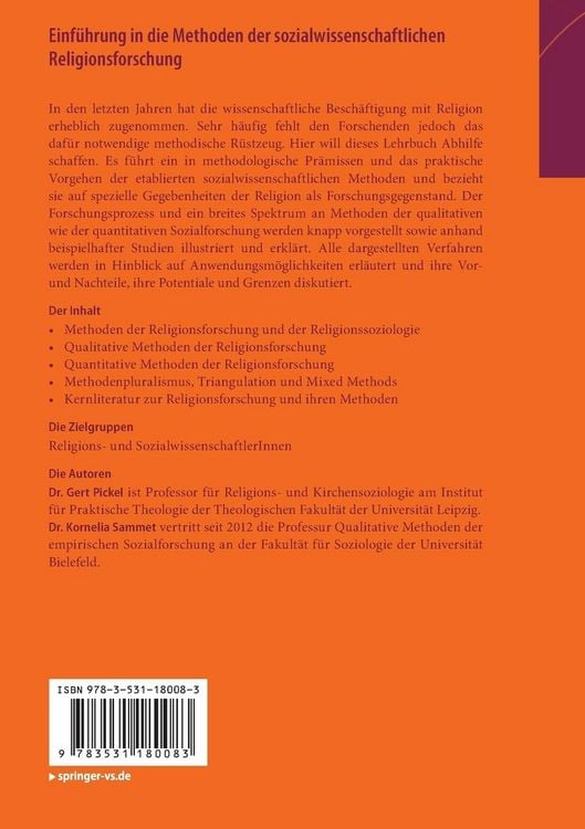 Produktbild: Einf&uuml;hrung in die Methoden der sozialwissenschaftlichen Religionsforschung