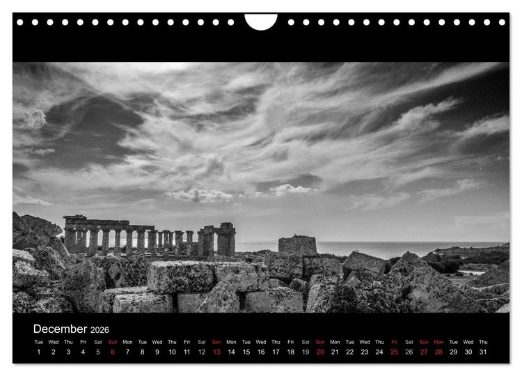 Produktbild: Black and White Sicily (Wall Calendar 2026 DIN A4 landscape), CALVENDO 12 Month Wall Calendar