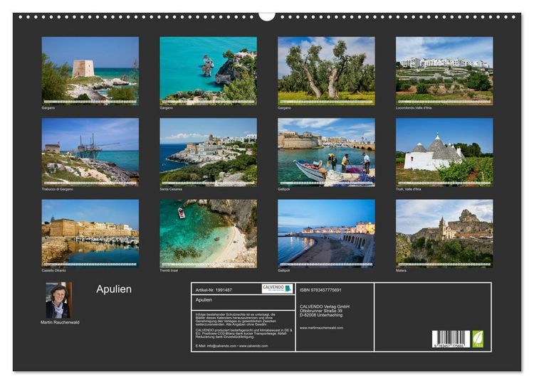 Produktbild: Apulien (Wandkalender 2026 DIN A2 quer), CALVENDO Monatskalender