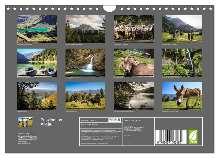 Produktbild: Faszination Allg&auml;u (Wandkalender 2026 DIN A4 quer), CALVENDO Monatskalender