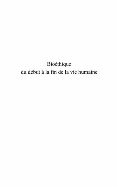 Produktbild: Bioethique du debut a la fin de la vie humaine