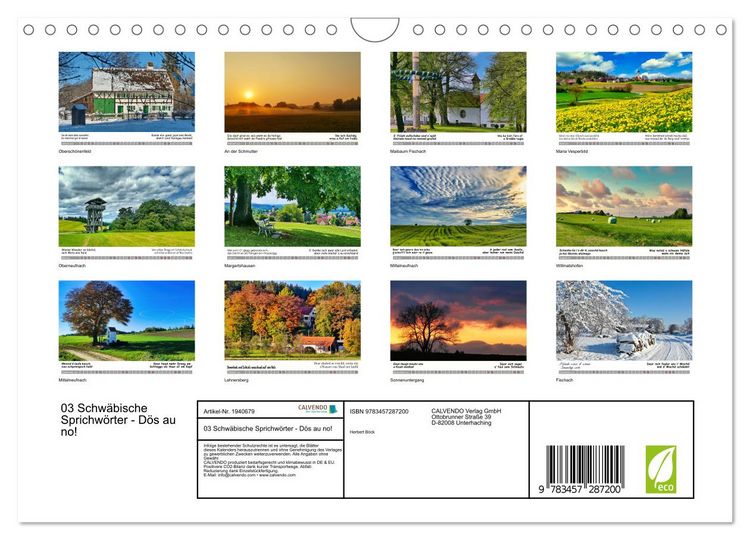 Produktbild: 03 Schw&auml;bische Sprichw&ouml;rter - D&ouml;s au no! (Wandkalender 2026 DIN A4 quer), CALVENDO Monatskalender