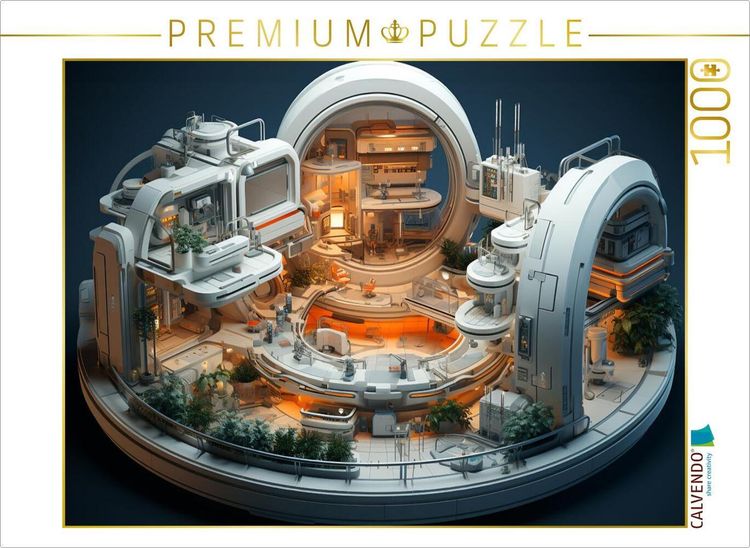 Produktbild: CALVENDO Puzzle Raumstation - 3D Raum f&uuml;r kleine Entdecker | 1000 Teile Lege-Gr&ouml;&szlig;e 64x48cm Foto-Puzzle f&uuml;r gl&uuml;ckliche Stunden