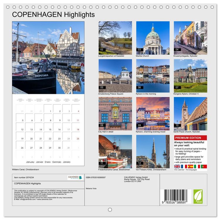 Produktbild: COPENHAGEN Highlights (Wall Calendar 2026 12 &times; 12 Inch) CALVENDO 12 Month Wall Calendar