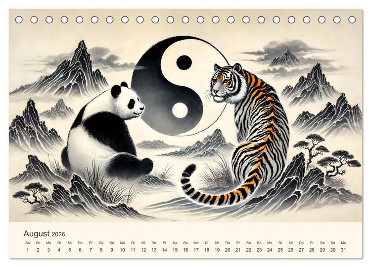 Produktbild: Yin und Yang der Wesen - Asiatische Mythen im Gleichgewicht (Tischkalender 2026 DIN A5 quer), CALVENDO Monatskalender