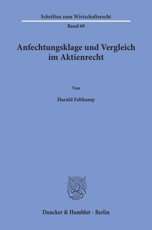 Produktbild: Anfechtungsklage und Vergleich im Aktienrecht.