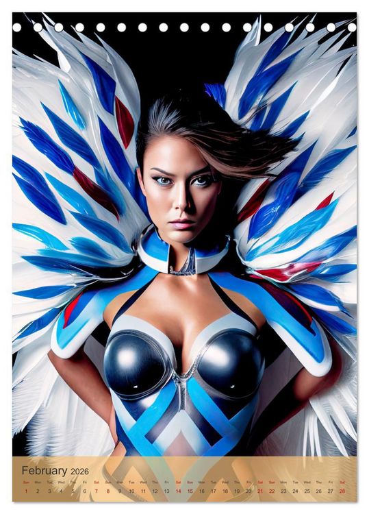 Produktbild: American beauties in a feather style (Desk Calendar 2026 DIN A5 portrait), CALVENDO 12 Month DeskCalendar