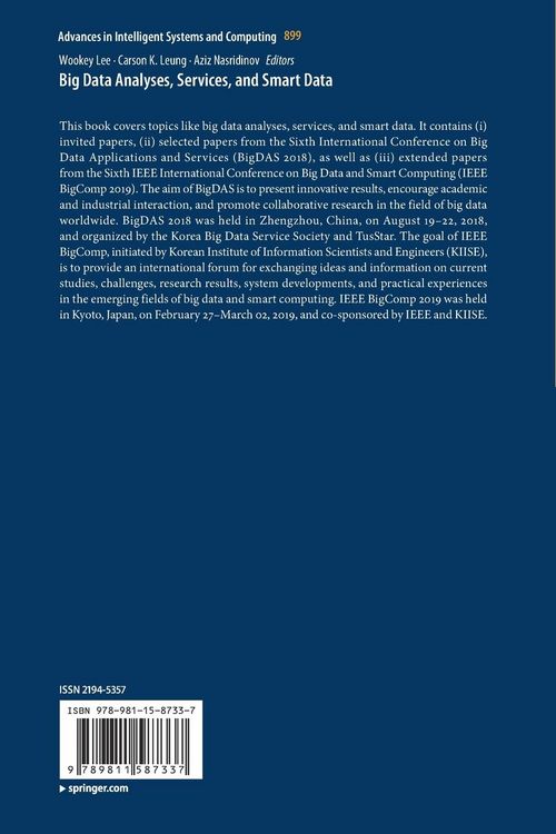 Produktbild: Big Data Analyses, Services, and Smart Data