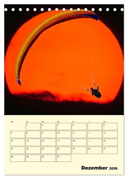 Produktbild: Paragliding - extrem aufregend (Tischkalender 2026 DIN A5 hoch), CALVENDO Monatskalender