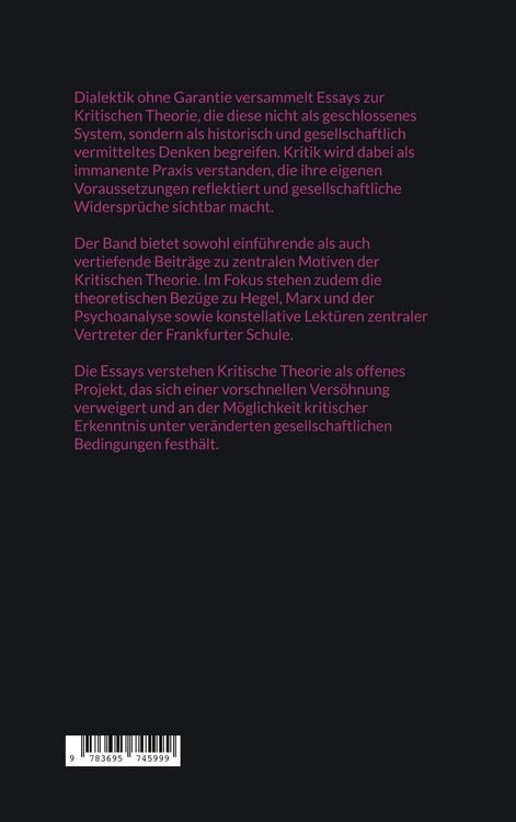 Produktbild: Dialektik ohne Garantie