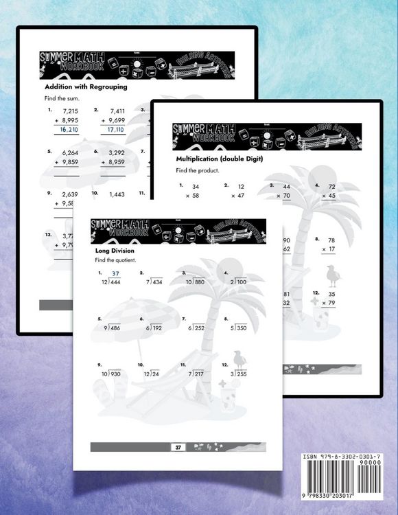 Produktbild: Summer Math Workbook | 3-4 Grade Bridge Building Activities